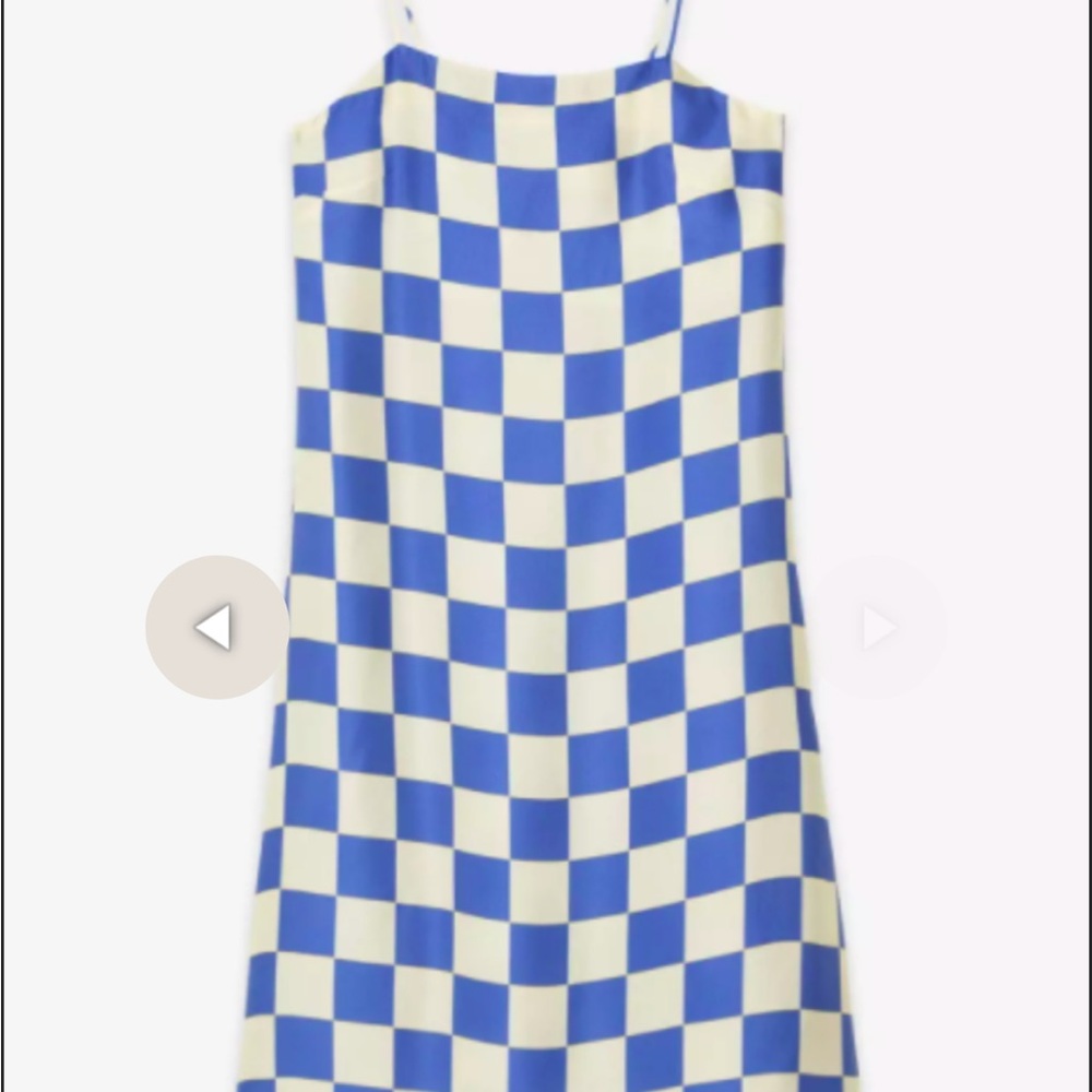 OTTOD'AME Blue and Cream Checkered Dress